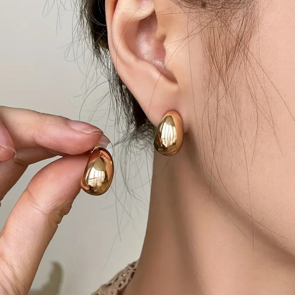 Gold Half Hoop Earrings - Picture 4 of 4